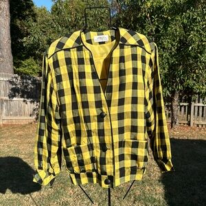 LNOS 1980s Lilli Ann Yellow Black Plaid  Short Jacket US Made
